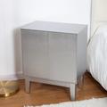 Everly Quinn Laurine 22" 2-Drawers Pattern Mirror Glass Nightstand Wood/Glass in Gray | 22 H x 18.26 W x 11.8 D in | Wayfair