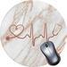 OTCEO Mouse Pad Round Mandala Mouse Mat Cute Mouse Pad with Design Non-Slip Rubber Base Mousepad Waterproof Office Mouse Pad Small Size-Rose Gold Marble Heart White