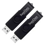 SamData 64GB USB Flash Drives 2 Pack 64GB Thumb Drives Memory Stick Jump Drive with LED Light for Storage and Backup (2 Pack Black)