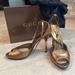 Gucci Shoes | Auth Gucci Bronze Gold Leather Sandals Sz 8b Crystal 4” Stiletto Italy W/Box&Bag | Color: Gold | Size: 8