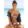 Bügel-Bandeau-Bikini BUFFALO, Damen, Gr. 40, Cup E, bunt (braun, apricot), Recycling-Polyamid, bedruckt, floral, gepunktet, Bikini-Sets, im Mustermix