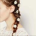 Free People Accessories | 6 Piece Set Of Daisy Mini Hair Clips Pearl Hair Clips | Color: White/Yellow | Size: Os
