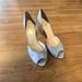Kate Spade Shoes | Kate Spade Silver Shimmer Peep Toe Heels 7.5 | Color: Silver | Size: 7.5