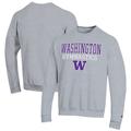 Men's Champion Gray Washington Huskies Gymnastics Stack Powerblend Pullover Sweatshirt