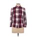 Old Navy 3/4 Sleeve Button Down Shirt: Pink Plaid Tops - Women's Size Large