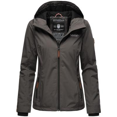 Outdoorjacke MARIKOO "Brombeere", Damen, Gr. XS (34), grau (anthrazit), Obermaterial: 100% Polyester, Innenmaterial: 100% Polyester, Jacken, sportliche Übergangsjacke mit Kapuze Image
