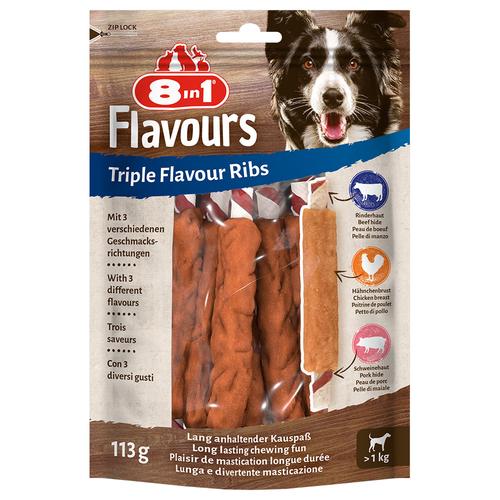 3x6 Stück 8in1 Triple Flavour Ribs Kaustangen Hundesnacks