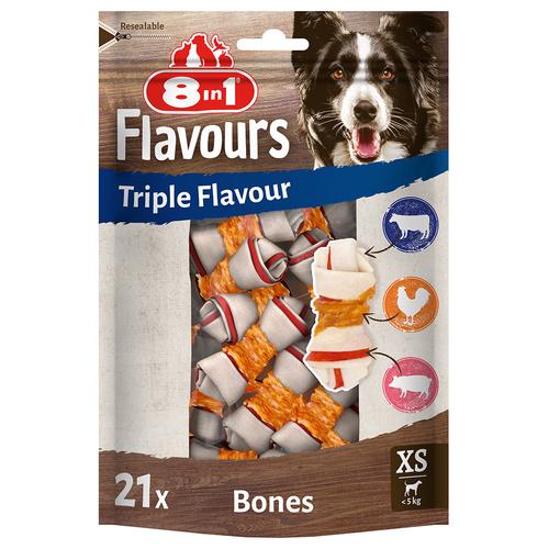 3x21 Stück 8in1 Triple Flavour Kauknochen XS Hundesnacks