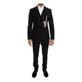 Dolce & Gabbana , Black Wool Silk Saxophone Slim Fit Suit ,Black male, Sizes: S