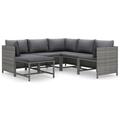 Latitude Run® 6 Piece Patio Lounge Set w/ Cushions Poly Rattan Wicker/Rattan in Gray | 23.6 H x 23.6 W x 23.6 D in | Wayfair