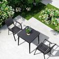 Wildon Home® Perelman Square 2 - Person 27.56" Long Aluminum Bistro Set Wood/Metal in Black/Brown | 27.56 W x 27.56 D in | Outdoor Furniture | Wayfair