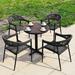 Corrigan Studio® Isidra Round 4 - Person 27.56" Long Outdoor Dining Set Wood/Plastic/Metal in Black/Brown | 27.56 W x 27.56 D in | Wayfair