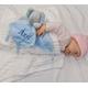 Personalised Super Soft Feel Embroidered Blue Elephant Comforter With Knotted End Bows