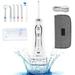 H2ofloss Water Flosser Portable Dental Oral Irrigator with 5 Modes 6 Replaceable Jet Tips Rechargeable Waterproof Teeth Cleaner for Home and Travel -300ml Detachable Reservoir-White