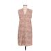 Lush Casual Dress - Shift V Neck Sleeveless: Tan Animal Print Dresses - Women's Size Medium - Print Wash