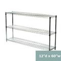 Shelving Inc. 12 d x 60 w Chrome Wire Shelving with 3 Tier Shelves Weight Capacity 800lbs Per Shelf