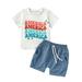 Toddler Baby Boy 4th of July Outfit Short Sleeve America Print T Shirts Top Shorts Set Fourth of July Clothes Independence Day Set