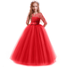IBTOM CASTLE Little Big Girls Flower Vintage Floral Lace 3/4 Sleeves Floor Length Dress Wedding Party Evening Formal Pageant Dance Gown 2-3 Years Red