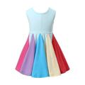 Baby Deals!Toddler Girl Clothes Clearance Winter Savings Clearance!2023!18M-5Years Girls Toddler Kids Baby Girls Fashion Cute Sleeveless Sweet Rainbow Stitching Ruffle Dress