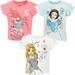 Disney Moana Jasmine Princess Belle Toddler Girls 3 Pack Graphic T-Shirts purple / white / Yellow 5T