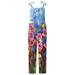 JURANMO Stretchy Jumpsuit Rompers for Women Plus Size Baggy Overalls for Women Floral Print High Waisted Cami Jumpsuit
