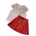 B91xZ Baby Girl Outfit Baby Girls outfit Skirt Kids Clothes Top+Folding Print Set Sleeveless T-shirt Girls Outfits&Set Size 110=9