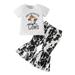 B91xZ Baby Outfits For Girls Toddler Girls Short Sleeve Cartoon Printed T Shirt Pullover Tops Bell Bottoms Pants Kids Outfits Size 2-3 Years