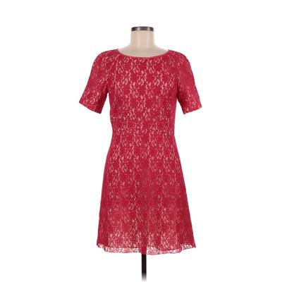 ABS Allen Schwartz Casual Dress Crew Neck Short Sleeve: Red Jacquard Dresses - Women's Size 8