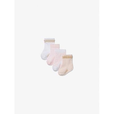 Michael Kors 4-Pack Stretch Cotton Baby Socks White 19