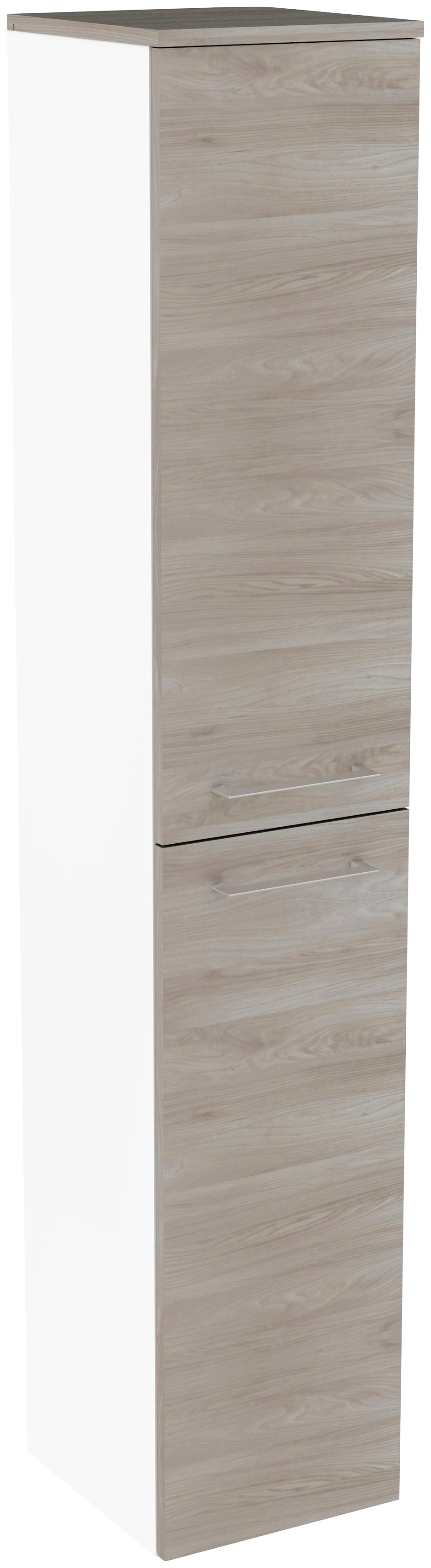 Hochschrank FACKELMANN "Lima", weiß (weiß, steinesche), B:30,5cm H:160,5cm T:32cm, Glas, Spanplatte, Schränke, Badmöbel 4 Glaseinlegeböden, Korpus aus 2 Teilen Image