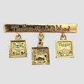 Disney Jewelry | Disney Brooch Winnie The Pooh The Hundred Acre Wood Gold Toned W/ 3 Charms Pin | Color: Gold | Size: Os