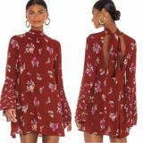 Free People Dresses | Free People Tate Tunic Dress In Vintage Combo Red Floral Print Size Medium | Color: Red | Size: M