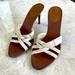 Gucci Shoes | Gucci Off-White Strappy Mules With Brown Wood Heels, Size 6.5 | Color: Brown/Cream | Size: 6.5