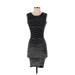 BCBGMAXAZRIA Casual Dress - Bodycon Crew Neck Sleeveless: Black Print Dresses - Women's Size 2X-Small