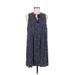 Old Navy Casual Dress - Shift Tie Neck Sleeveless: Blue Polka Dots Dresses - Women's Size Medium