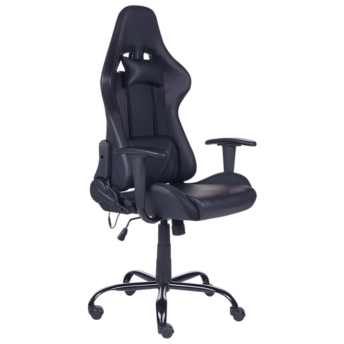 Bürostuhl Schwarz aus Kunstleder mit LED Beleuchtung Licht Drehbar Höhenverstellbar Ergonomisch Armlehnen Rollen Gaming Sessel Stuhl