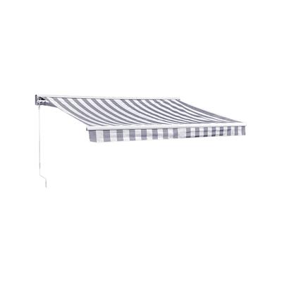 Store banne 2,95 × 2,5m avec semi-coffre toile rayée blanche/grise