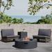 Sherwood Acacia Wood Outdoor Lounge Chairs and 50,000 BTU Circular Propane Fire Pit by Christopher Knight Home