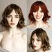 nevermindyrhead Dark Brown Short Curly Bob Wig with Fringe Bangs Heat Resistant Synthetic Daily Party Wigs for Women 9 inches