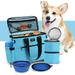 QueenDream Dog Travel Bag | Airline Approved Tote Organizer with Multi-Function Pockets Food Container Bag and Collapsible Bowl | Perfect Weekend Pet Travel Set for Dog Cat Sky blue