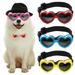 Small Dog Sunglasses Goggles Eye Wear Protection with Adjustable Strap Doggy Heart Shape Anti-Fog Sunglasses Pet Dogs Sun Glasses Windproof Glasses