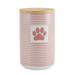 Contemporary Home Living Striped Paw Patch Pet Treat Canister - 6.5 - Pink and White