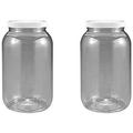1 Gallon Plastic Jar 2 Pack Wide Mouth Clear with Lined Fresh Seal Lid Shatter-Proof Container Storage PET 1 BPA Free 4 Quart 128 oz â€¦