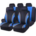 9PCS Universal Fit Car Seat Cover -100% Breathable with 5mm Composite Sponge Inside Airbag Compatible 3zipper Bench(Full Set Black and Blue)