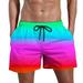 Mens Swim Trunks with Compression Board Shorts Quick Dry Swimwear Surfing Bathing Suits Beach Shorts Gradient Color