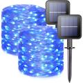 GooingTop Solar String Outdoor Lights 2-Pack Each 39.4 ft 100 LED Twinkle Fairy Lights with 8 Lighting Modes & Waterproof Function for Garden Patio Tree Decor (Blue)