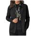 YFPWM Women s Floral Print Outerwear Jacket Y2k Jackets Casual Loose Outerwear Fashion Pockets Long Sleeve Solid Coat Cardigan Blouse Black XL