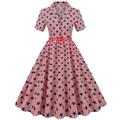 PMUYBHF Dresses for Women 2023 Women Vintage 1950s Retro Short Sleeve V Neck Flag Print Party Prom Swing Dress Summer Dress Red L