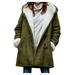 YFPWM Winter Coats for Women Fashion Formal Work Coat Plus Size Jacket Winter Plus Size Solid Velvet Coat Long Sleeve Horn Buckle Pocket Overcoat Tops Army Green XL