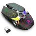 Wireless Gaming Mouse Rechargeable PC Computer Mouse USB 2.4GHz Rainbow RGB Backlit Optical Mice with 3 Adjustable DPI 7 Buttons Ergonomic Mouse for PC Laptop Mac Gamer Officer